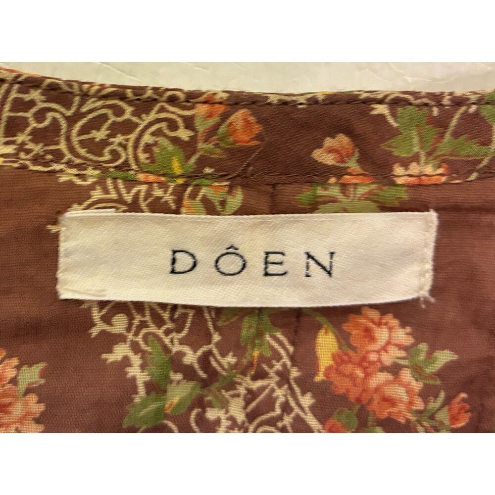 DOEN Brown Floral Button Up Shirt Top Blouse Women's Size XS - Picture 4 of 12